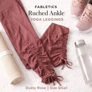 Fabletics Ruched Ankle Yoga Leggings Dusty Rose High Rise Size S
